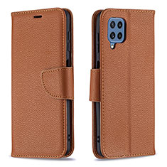 Leather Case Stands Flip Cover Holder B06F for Samsung Galaxy M32 4G Brown