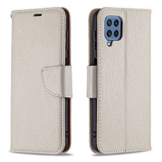 Leather Case Stands Flip Cover Holder B06F for Samsung Galaxy M32 4G Gray