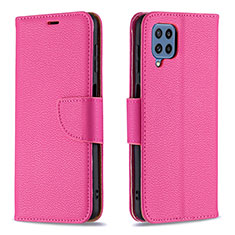 Leather Case Stands Flip Cover Holder B06F for Samsung Galaxy M32 4G Hot Pink