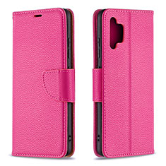 Leather Case Stands Flip Cover Holder B06F for Samsung Galaxy M32 5G Hot Pink