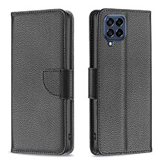 Leather Case Stands Flip Cover Holder B06F for Samsung Galaxy M53 5G Black