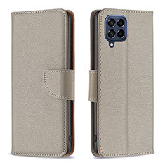 Leather Case Stands Flip Cover Holder B06F for Samsung Galaxy M53 5G Gray