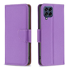 Leather Case Stands Flip Cover Holder B06F for Samsung Galaxy M53 5G Purple