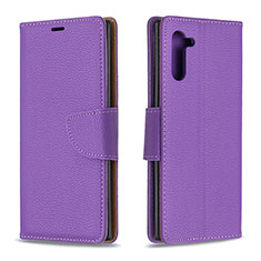 Leather Case Stands Flip Cover Holder B06F for Samsung Galaxy Note 10 5G Purple