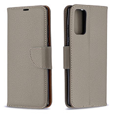 Leather Case Stands Flip Cover Holder B06F for Samsung Galaxy Note 20 5G Gray