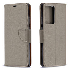 Leather Case Stands Flip Cover Holder B06F for Samsung Galaxy Note 20 Ultra 5G Gray