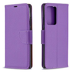 Leather Case Stands Flip Cover Holder B06F for Samsung Galaxy Note 20 Ultra 5G Purple