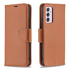 Leather Case Stands Flip Cover Holder B06F for Samsung Galaxy Quantum2 5G Brown