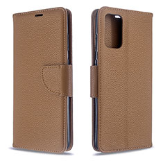 Leather Case Stands Flip Cover Holder B06F for Samsung Galaxy S20 5G Brown