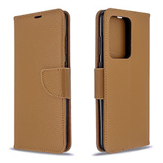 Leather Case Stands Flip Cover Holder B06F for Samsung Galaxy S20 Plus 5G Brown