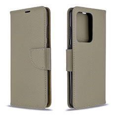 Leather Case Stands Flip Cover Holder B06F for Samsung Galaxy S20 Plus 5G Gray