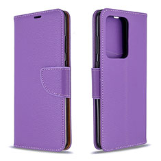 Leather Case Stands Flip Cover Holder B06F for Samsung Galaxy S20 Plus Purple