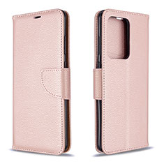 Leather Case Stands Flip Cover Holder B06F for Samsung Galaxy S20 Plus Rose Gold