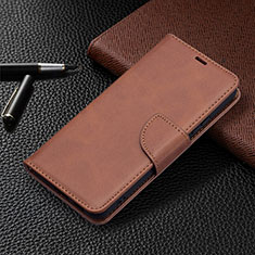 Leather Case Stands Flip Cover Holder B06F for Samsung Galaxy S21 Plus 5G Brown