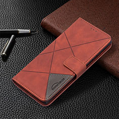Leather Case Stands Flip Cover Holder B06F for Samsung Galaxy S21 Ultra 5G Brown