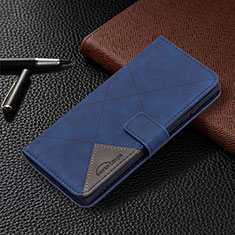 Leather Case Stands Flip Cover Holder B06F for Samsung Galaxy S22 Ultra 5G Blue
