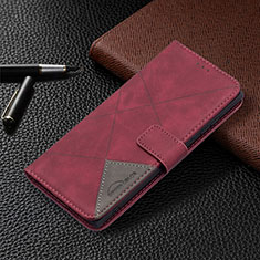 Leather Case Stands Flip Cover Holder B06F for Samsung Galaxy S22 Ultra 5G Red