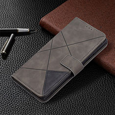 Leather Case Stands Flip Cover Holder B06F for Samsung Galaxy S24 Ultra 5G Gray