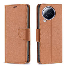 Leather Case Stands Flip Cover Holder B06F for Xiaomi Civi 3 5G Brown