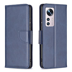 Leather Case Stands Flip Cover Holder B06F for Xiaomi Mi 12 5G Blue