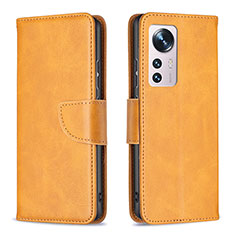 Leather Case Stands Flip Cover Holder B06F for Xiaomi Mi 12S 5G Yellow