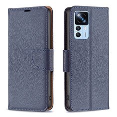 Leather Case Stands Flip Cover Holder B06F for Xiaomi Mi 12T 5G Blue