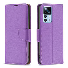 Leather Case Stands Flip Cover Holder B06F for Xiaomi Mi 12T Pro 5G Purple