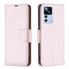 Leather Case Stands Flip Cover Holder B06F for Xiaomi Mi 12T Pro 5G Rose Gold