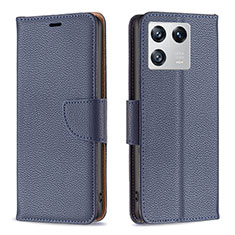 Leather Case Stands Flip Cover Holder B06F for Xiaomi Mi 13 5G Blue