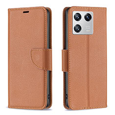 Leather Case Stands Flip Cover Holder B06F for Xiaomi Mi 13 Pro 5G Brown