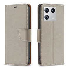 Leather Case Stands Flip Cover Holder B06F for Xiaomi Mi 13 Pro 5G Gray