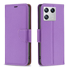 Leather Case Stands Flip Cover Holder B06F for Xiaomi Mi 13 Pro 5G Purple