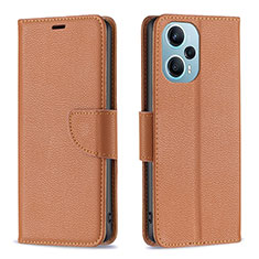 Leather Case Stands Flip Cover Holder B06F for Xiaomi Poco F5 5G Brown