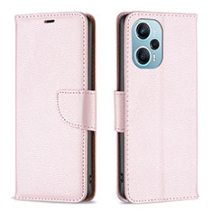 Leather Case Stands Flip Cover Holder B06F for Xiaomi Poco F5 5G Rose Gold