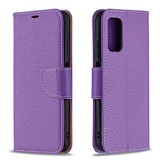 Leather Case Stands Flip Cover Holder B06F for Xiaomi Poco M3 Purple