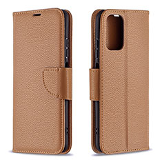 Leather Case Stands Flip Cover Holder B06F for Xiaomi Poco M5S Brown