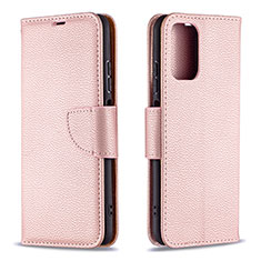 Leather Case Stands Flip Cover Holder B06F for Xiaomi Poco M5S Rose Gold