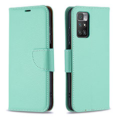 Leather Case Stands Flip Cover Holder B06F for Xiaomi Redmi 10 (2022) Green