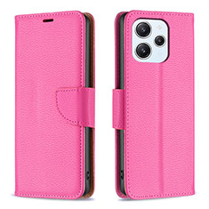 Leather Case Stands Flip Cover Holder B06F for Xiaomi Redmi 12 4G Hot Pink