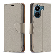 Leather Case Stands Flip Cover Holder B06F for Xiaomi Redmi 13C Gray
