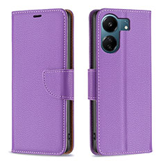 Leather Case Stands Flip Cover Holder B06F for Xiaomi Redmi 13C Purple