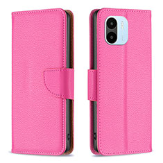 Leather Case Stands Flip Cover Holder B06F for Xiaomi Redmi A2 Hot Pink