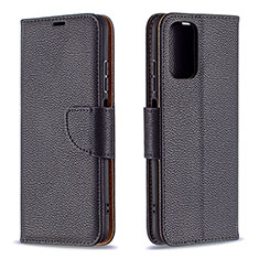 Leather Case Stands Flip Cover Holder B06F for Xiaomi Redmi Note 10 4G Black