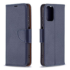 Leather Case Stands Flip Cover Holder B06F for Xiaomi Redmi Note 10 4G Blue