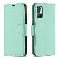 Leather Case Stands Flip Cover Holder B06F for Xiaomi Redmi Note 10 5G Green