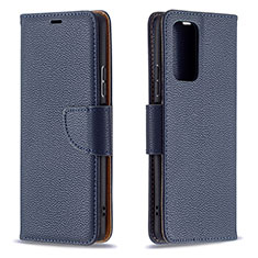 Leather Case Stands Flip Cover Holder B06F for Xiaomi Redmi Note 10 Pro 4G Blue
