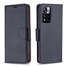 Leather Case Stands Flip Cover Holder B06F for Xiaomi Redmi Note 11 Pro+ Plus 5G Black