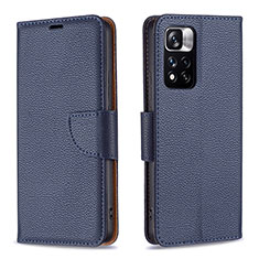 Leather Case Stands Flip Cover Holder B06F for Xiaomi Redmi Note 11 Pro+ Plus 5G Blue