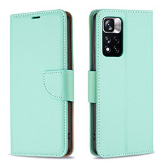 Leather Case Stands Flip Cover Holder B06F for Xiaomi Redmi Note 11 Pro+ Plus 5G Green