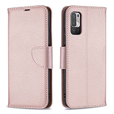 Leather Case Stands Flip Cover Holder B06F for Xiaomi Redmi Note 11 SE 5G Rose Gold